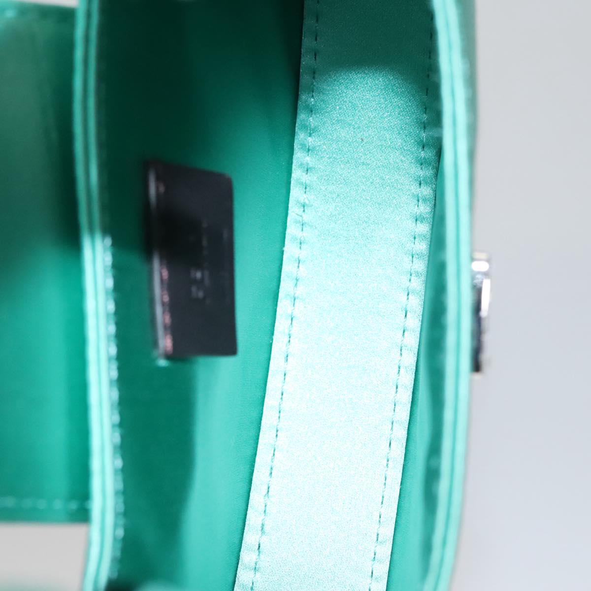 FENDI Hand Bag Satin Green Auth 109715SAV