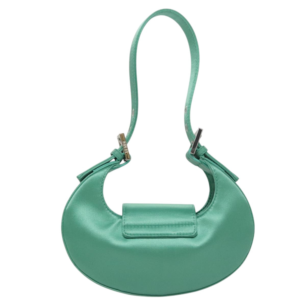 FENDI Hand Bag Satin Green Auth 109715SAV
