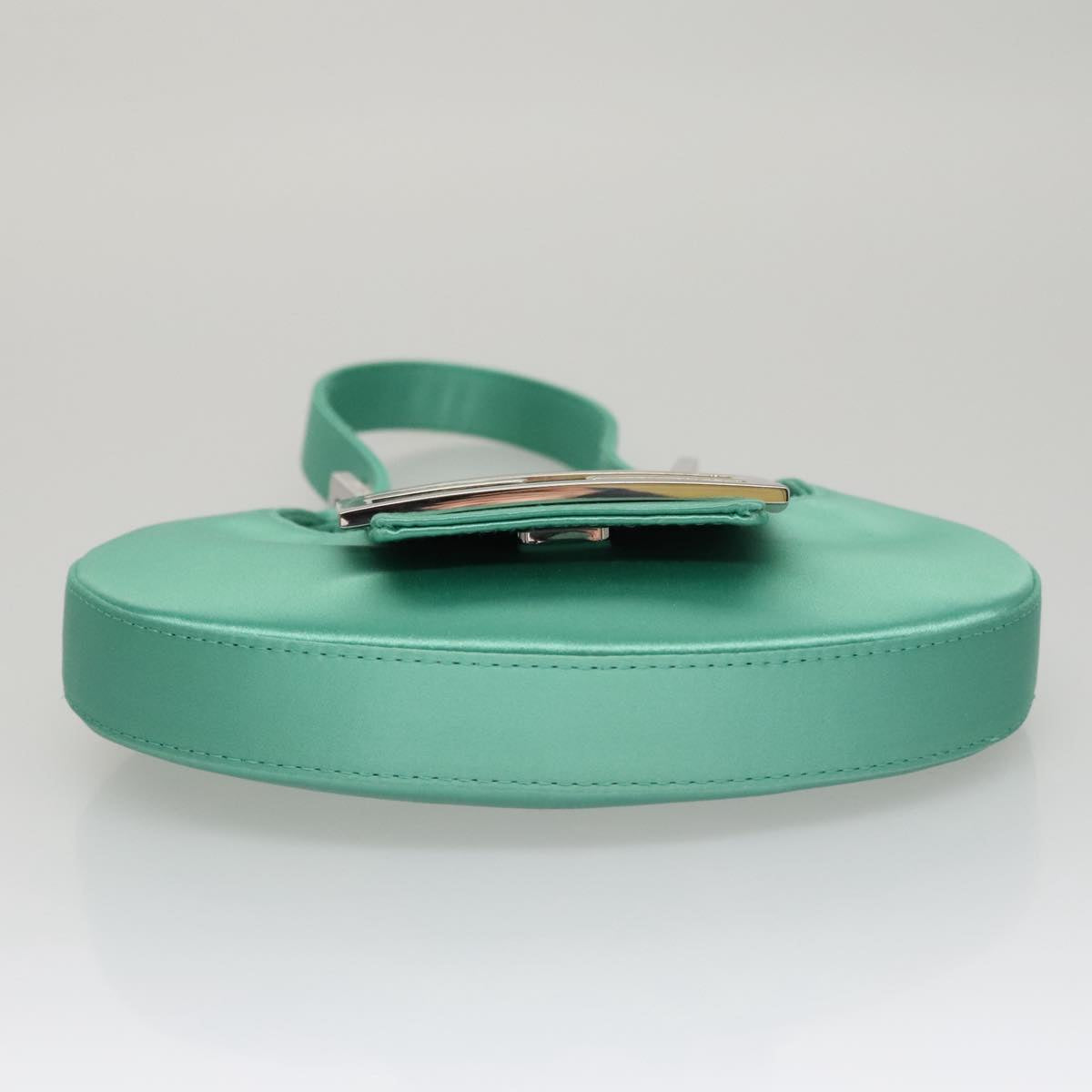 FENDI Hand Bag Satin Green Auth 109715SAV