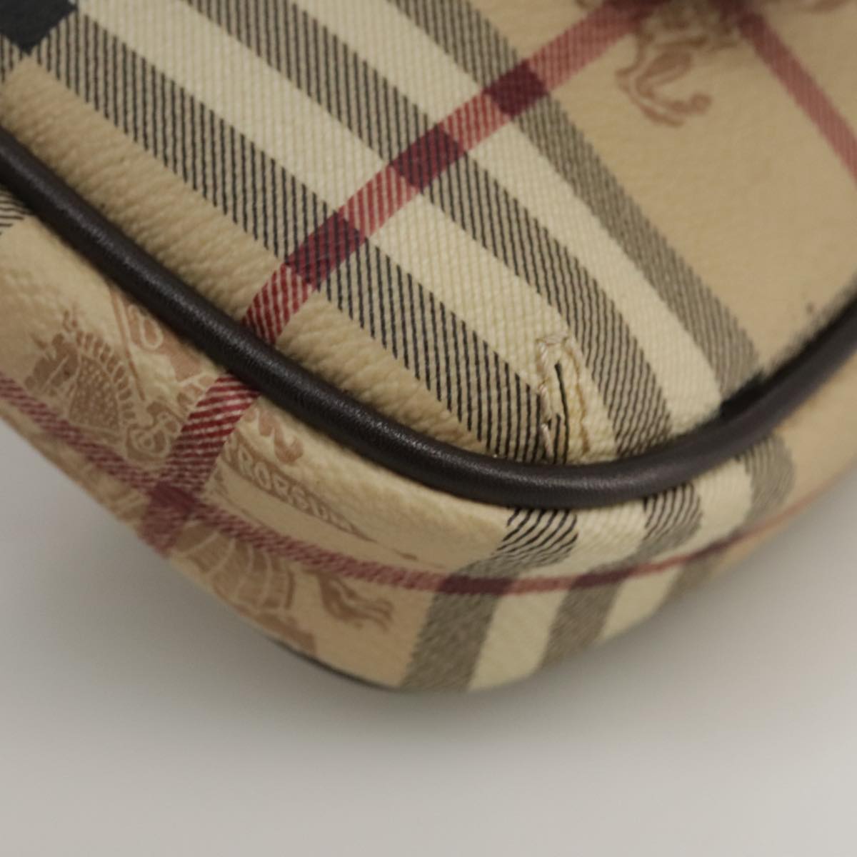 BURBERRY Nova Check Shoulder Bag PVC Leather Beige Auth 109722