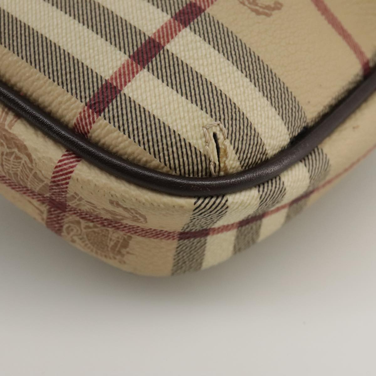 BURBERRY Nova Check Shoulder Bag PVC Leather Beige Auth 109722