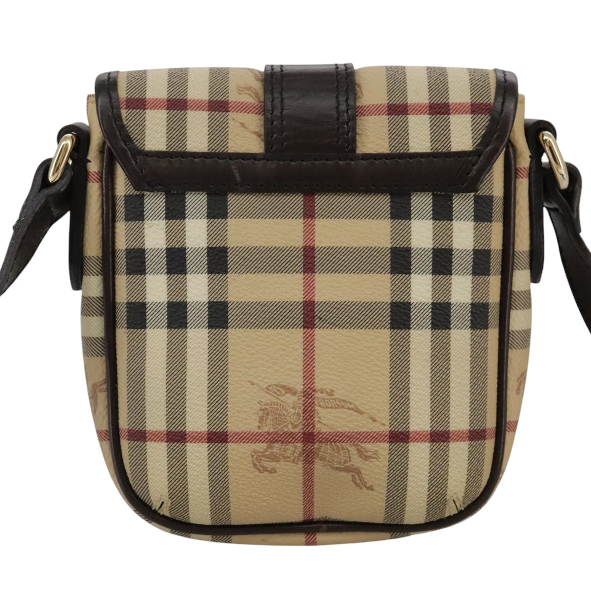 BURBERRY Nova Check Shoulder Bag PVC Leather Beige Auth 109722