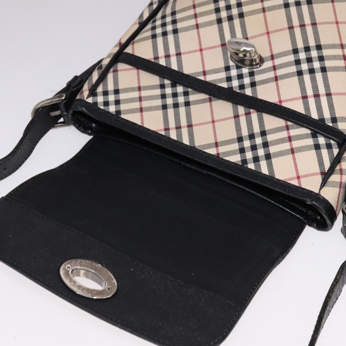 BURBERRY Nova Check Shoulder Bag Canvas Beige Auth 109723