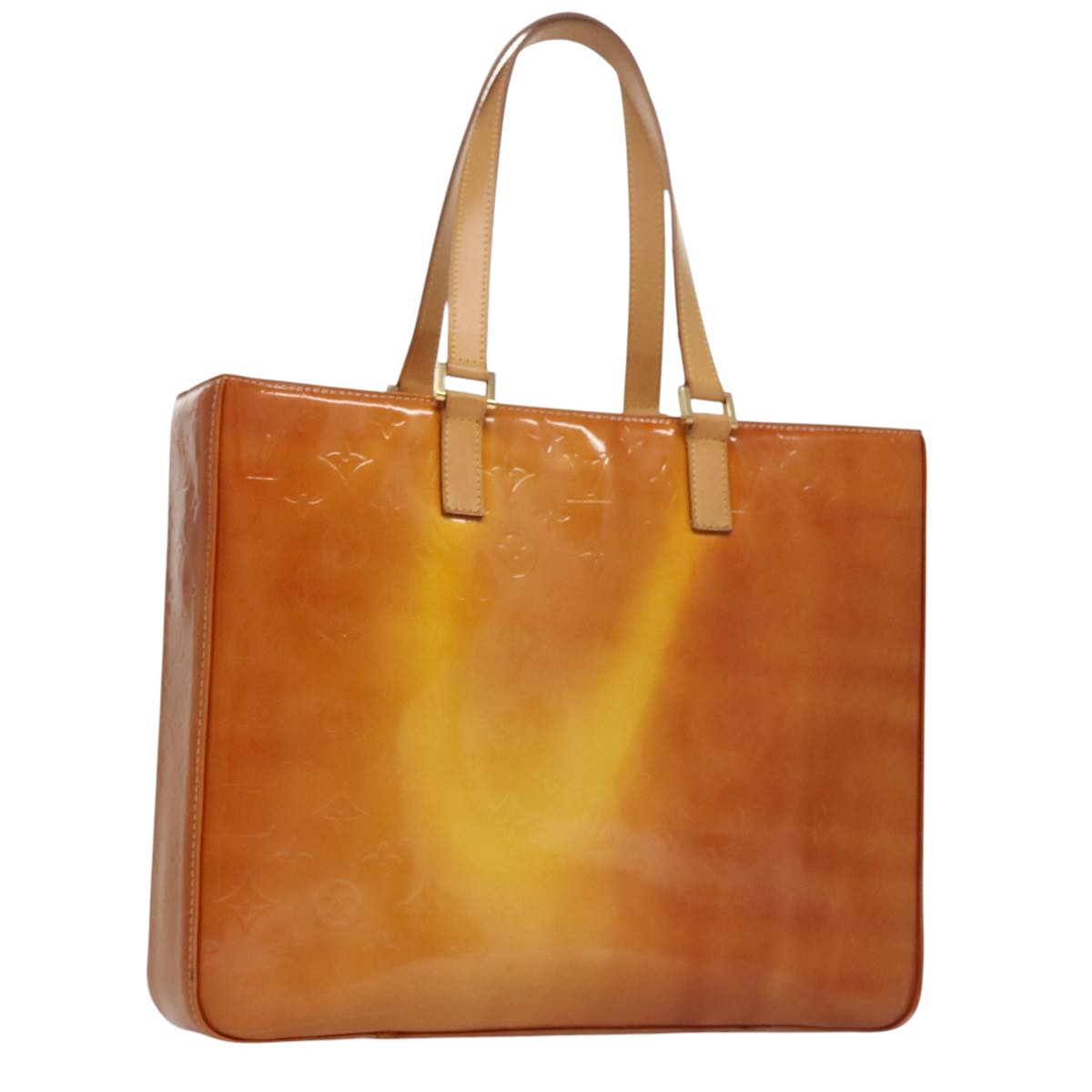 LOUIS VUITTON Monogram Vernis Columbus Tote Bag Lime Yellow M91047 Auth 109757