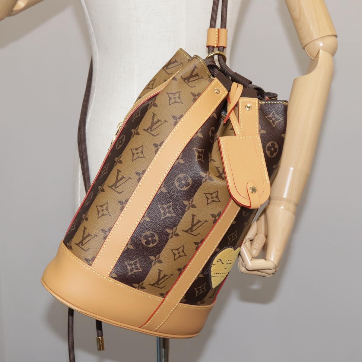 LOUIS VUITTON Monogram Stripe Randonnee messenger Shoulder M45968 Auth 109777A