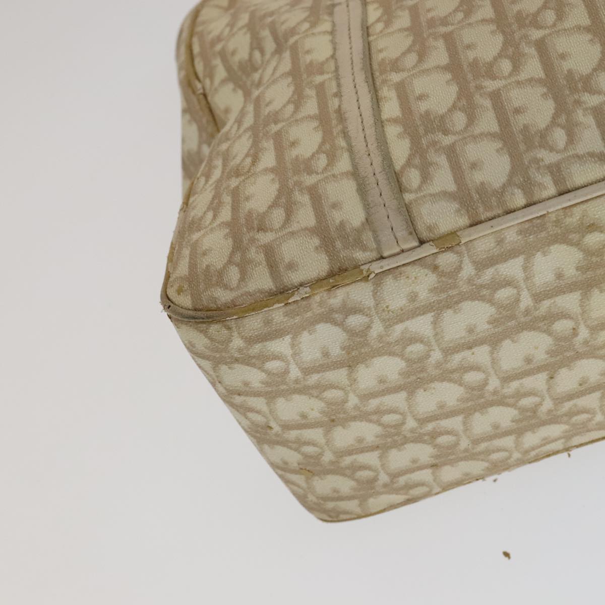 Christian Dior Trotter Canvas Trotter Romantic Bag PVC Beige Silver Auth 109778