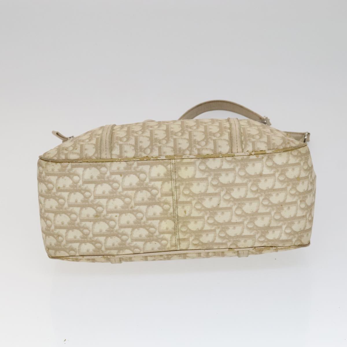 Christian Dior Trotter Canvas Trotter Romantic Bag PVC Beige Silver Auth 109778