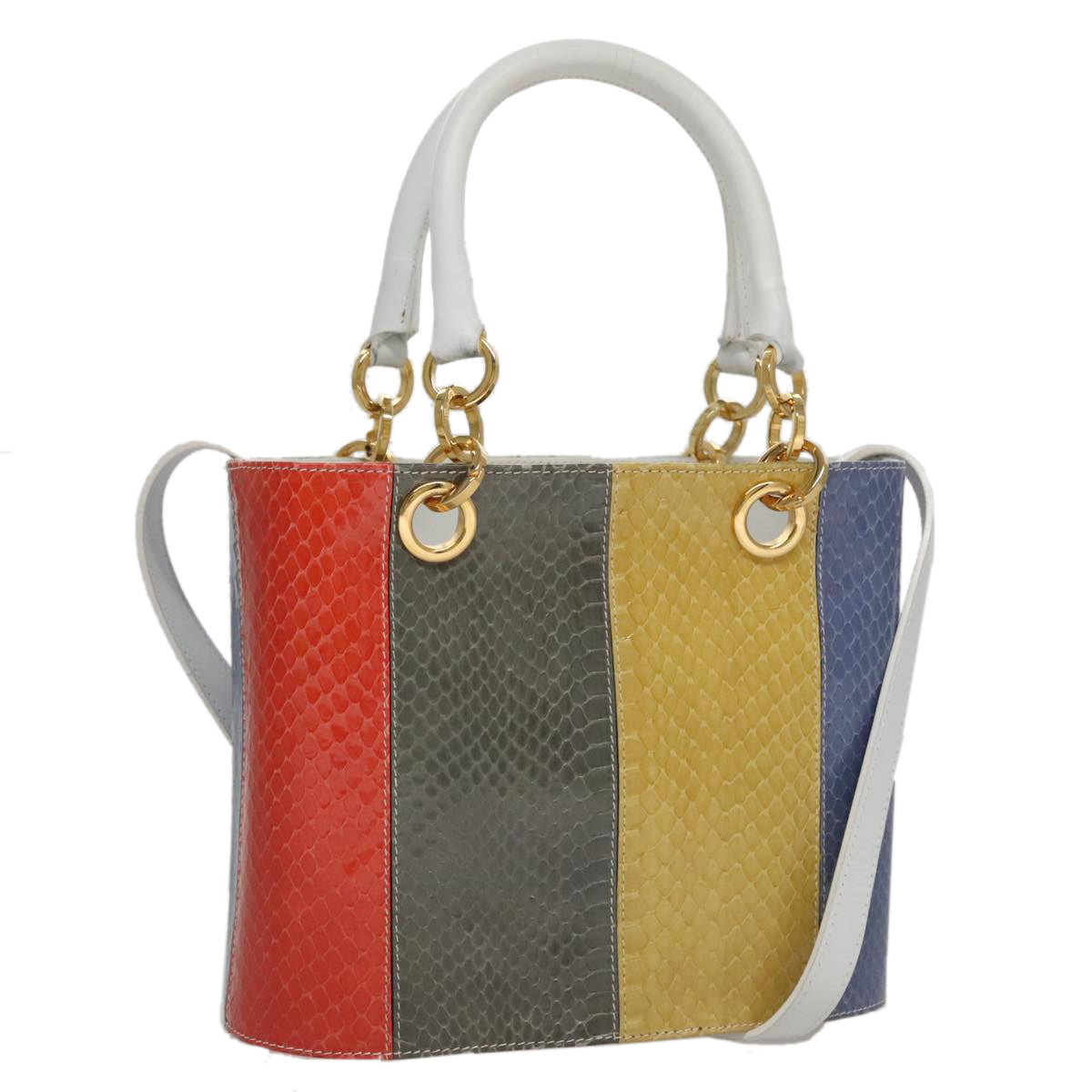 Salvatore Ferragamo Gancini Embossing Bag Leather 2way Multicolor Auth 109792V