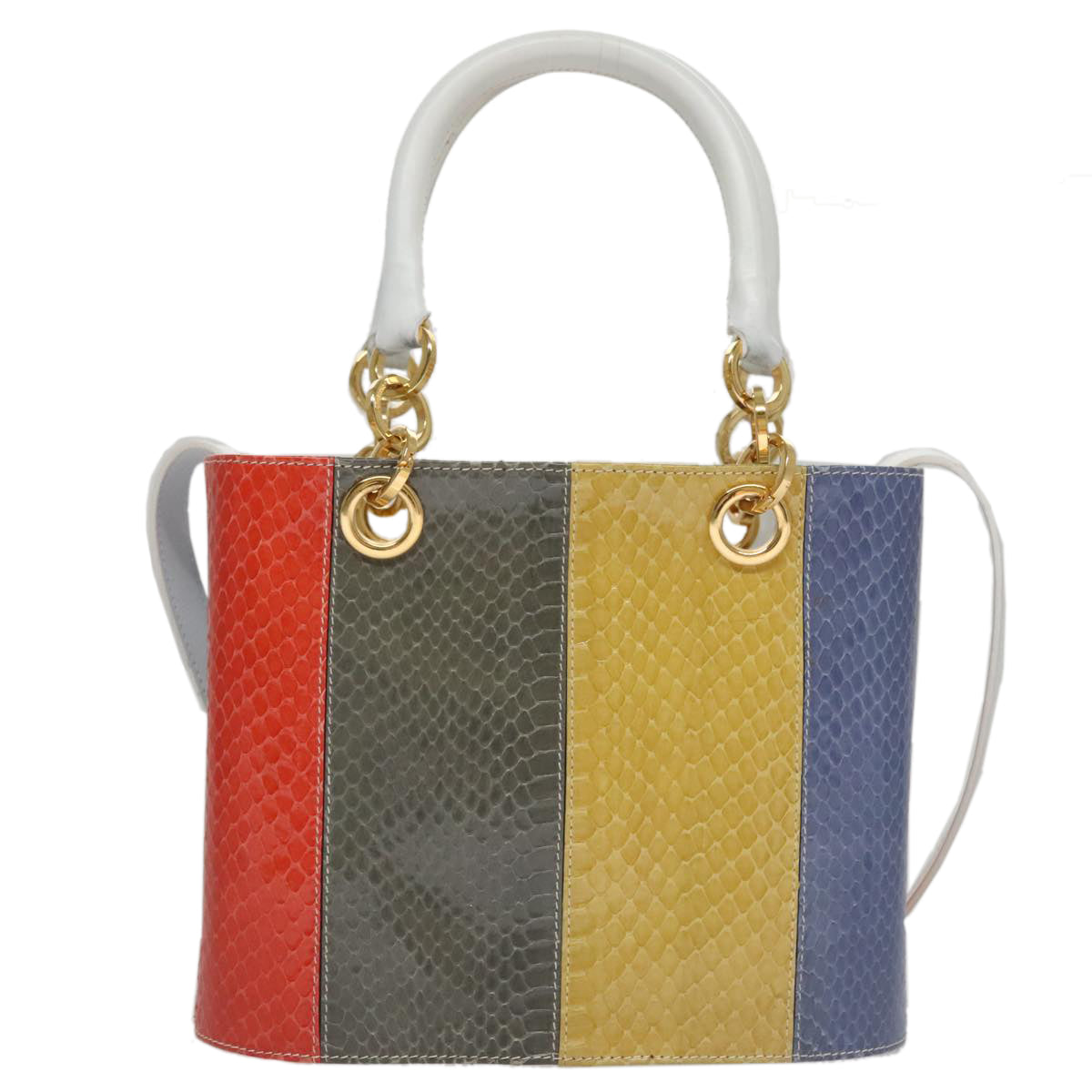 Salvatore Ferragamo Gancini Embossing Bag Leather 2way Multicolor Auth 109792V