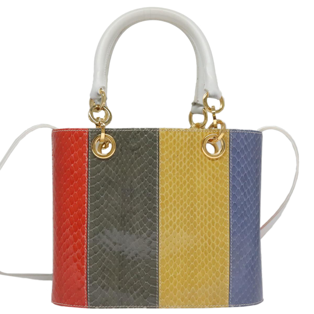 Salvatore Ferragamo Gancini Embossing Bag Leather 2way Multicolor Auth 109792V