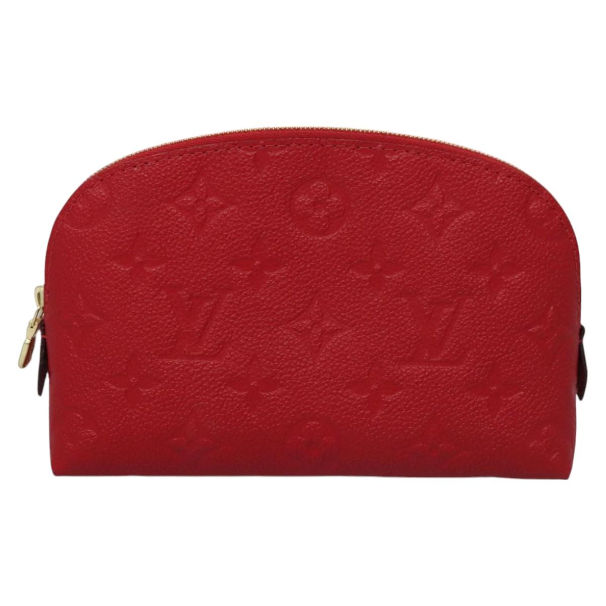 LOUIS VUITTON Monogram Empreinte Pochette Cosmetic PM Red M69414 LV Auth 109799A