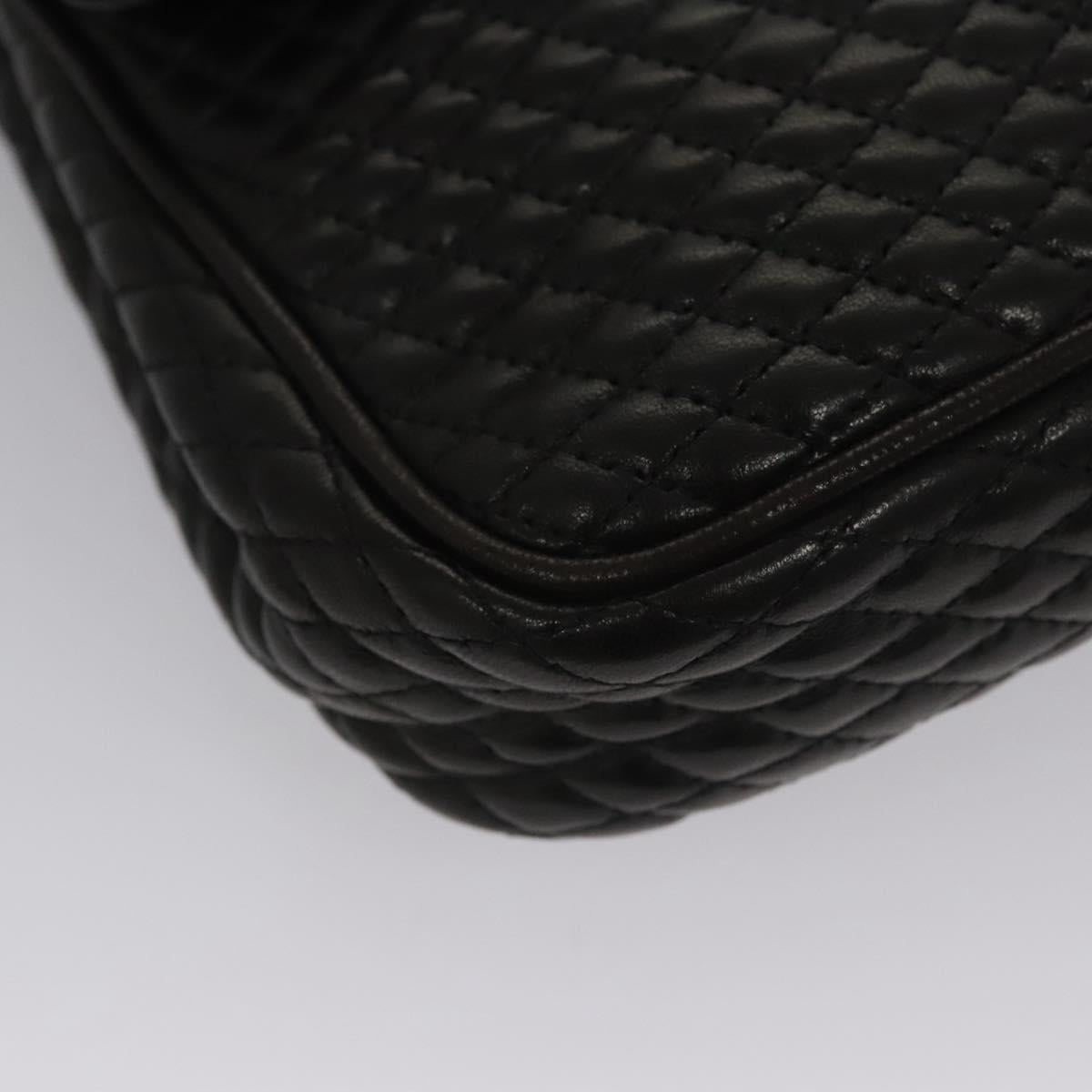 BALLY Quilted Chain Shoulder Bag Leather Black Auth 109809