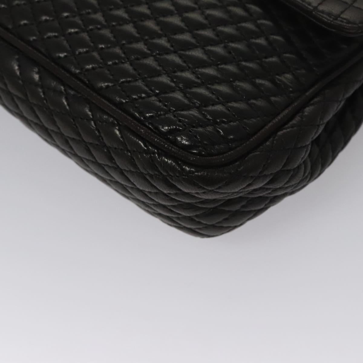 BALLY Quilted Chain Shoulder Bag Leather Black Auth 109809