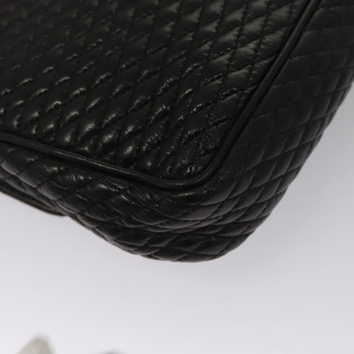 BALLY Quilted Chain Shoulder Bag Leather Black Auth 109809