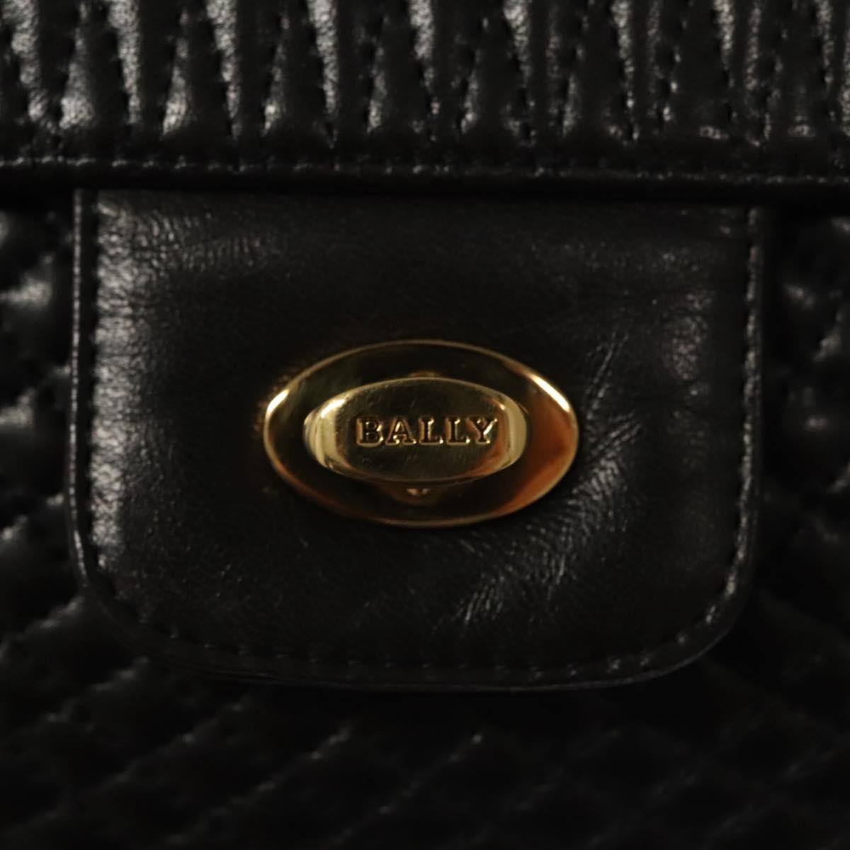 BALLY Quilted Chain Shoulder Bag Leather Black Auth 109809