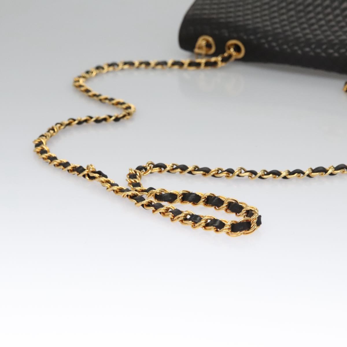 BALLY Quilted Chain Shoulder Bag Leather Black Auth 109809