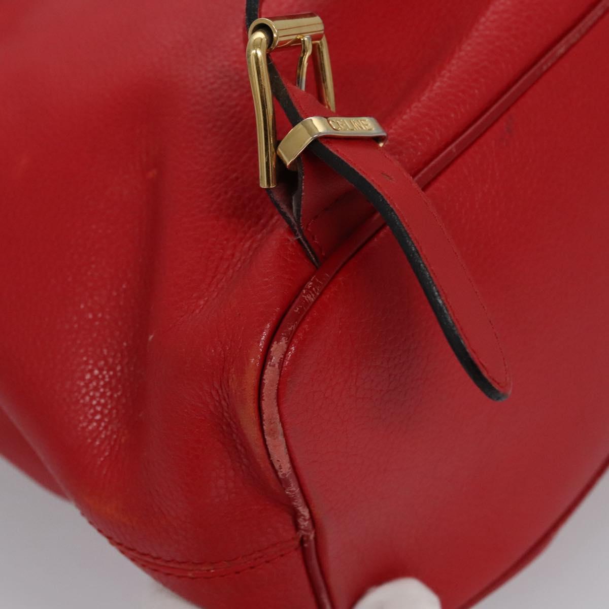 CELINE Backpack Leather Red Gold Auth 109813