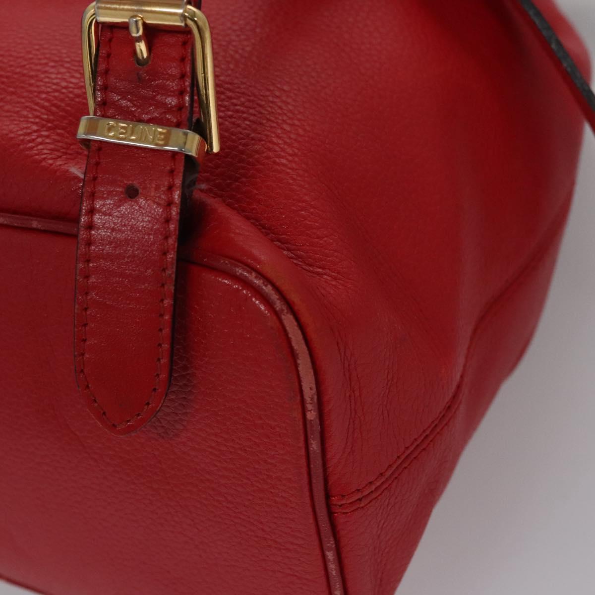 CELINE Backpack Leather Red Gold Auth 109813