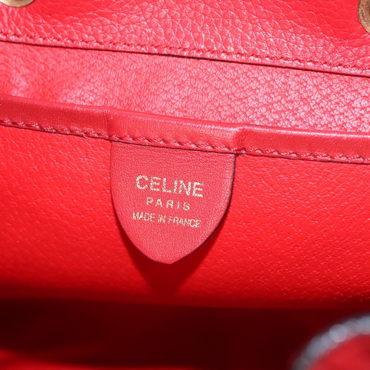 CELINE Backpack Leather Red Gold Auth 109813