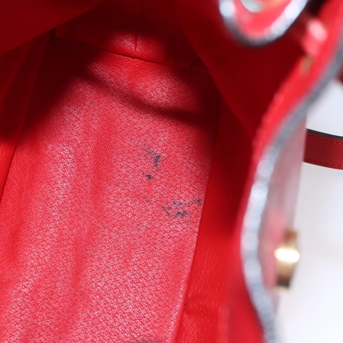 CELINE Backpack Leather Red Gold Auth 109813