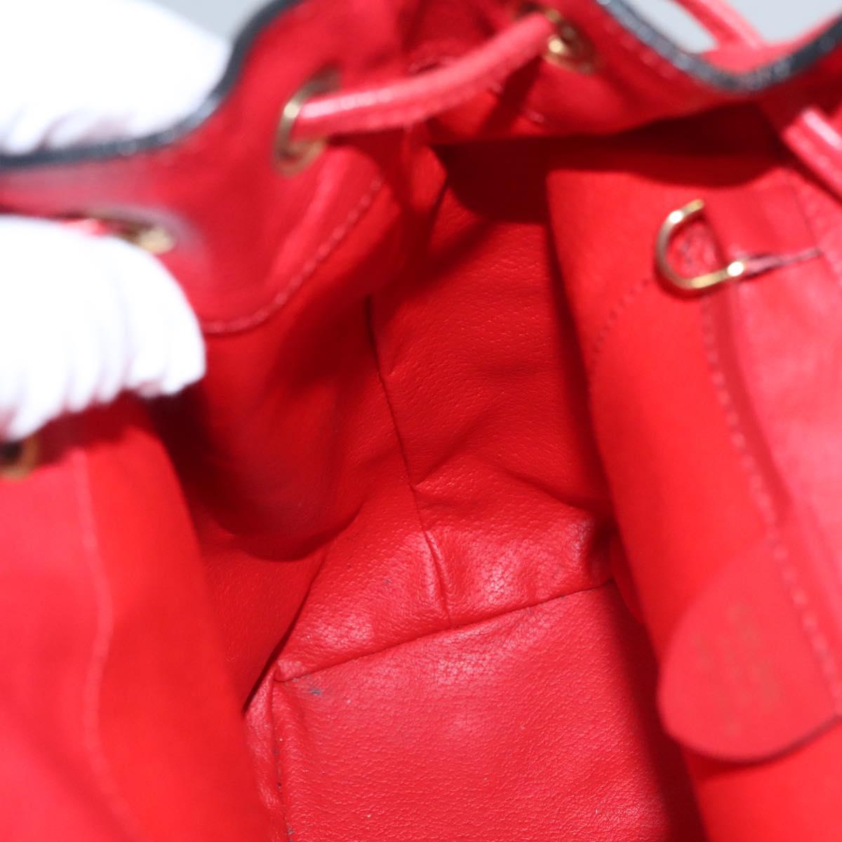 CELINE Backpack Leather Red Gold Auth 109813