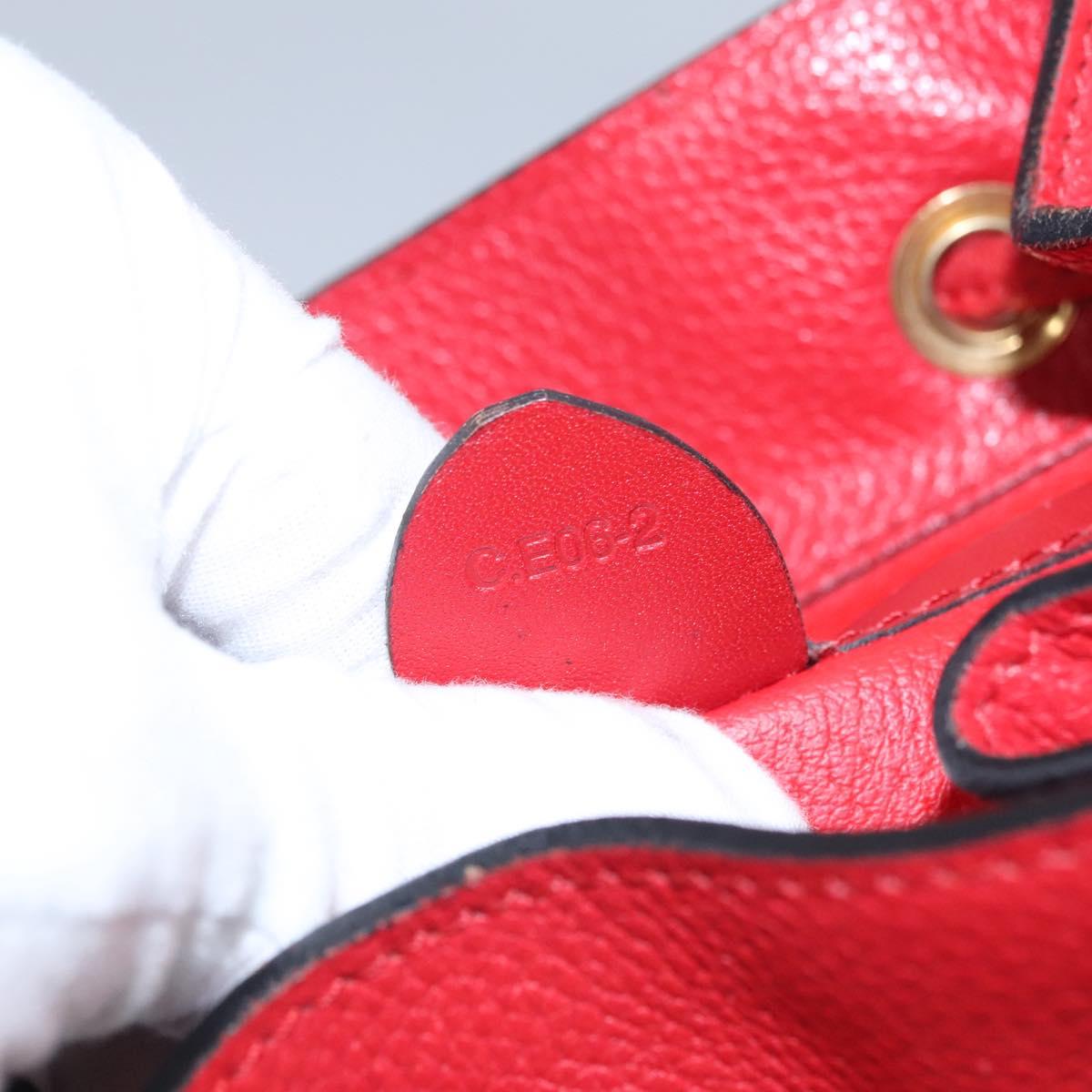 CELINE Backpack Leather Red Gold Auth 109813