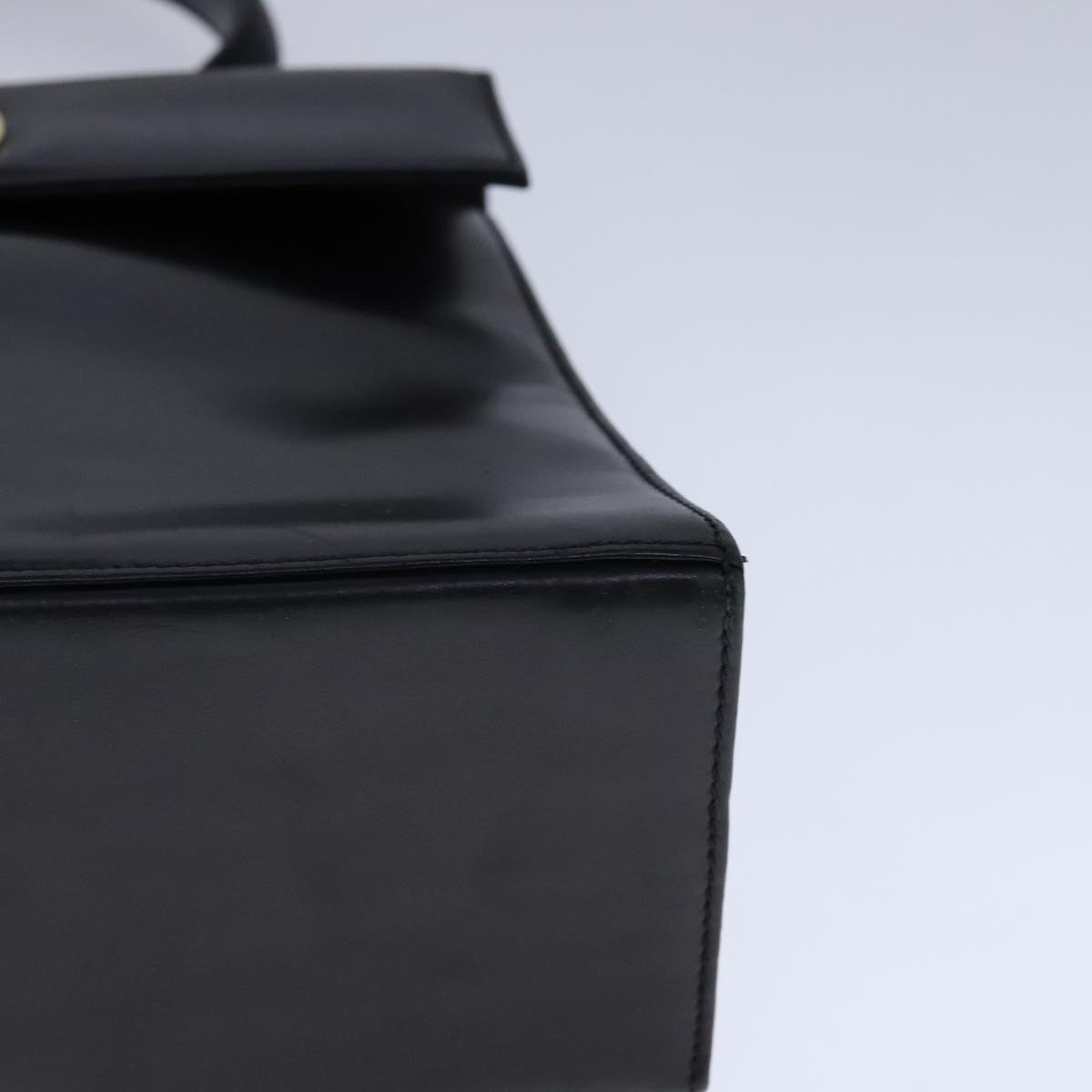 Salvatore Ferragamo Gancini Hand Bag Leather 2way Black Gold Auth 109838