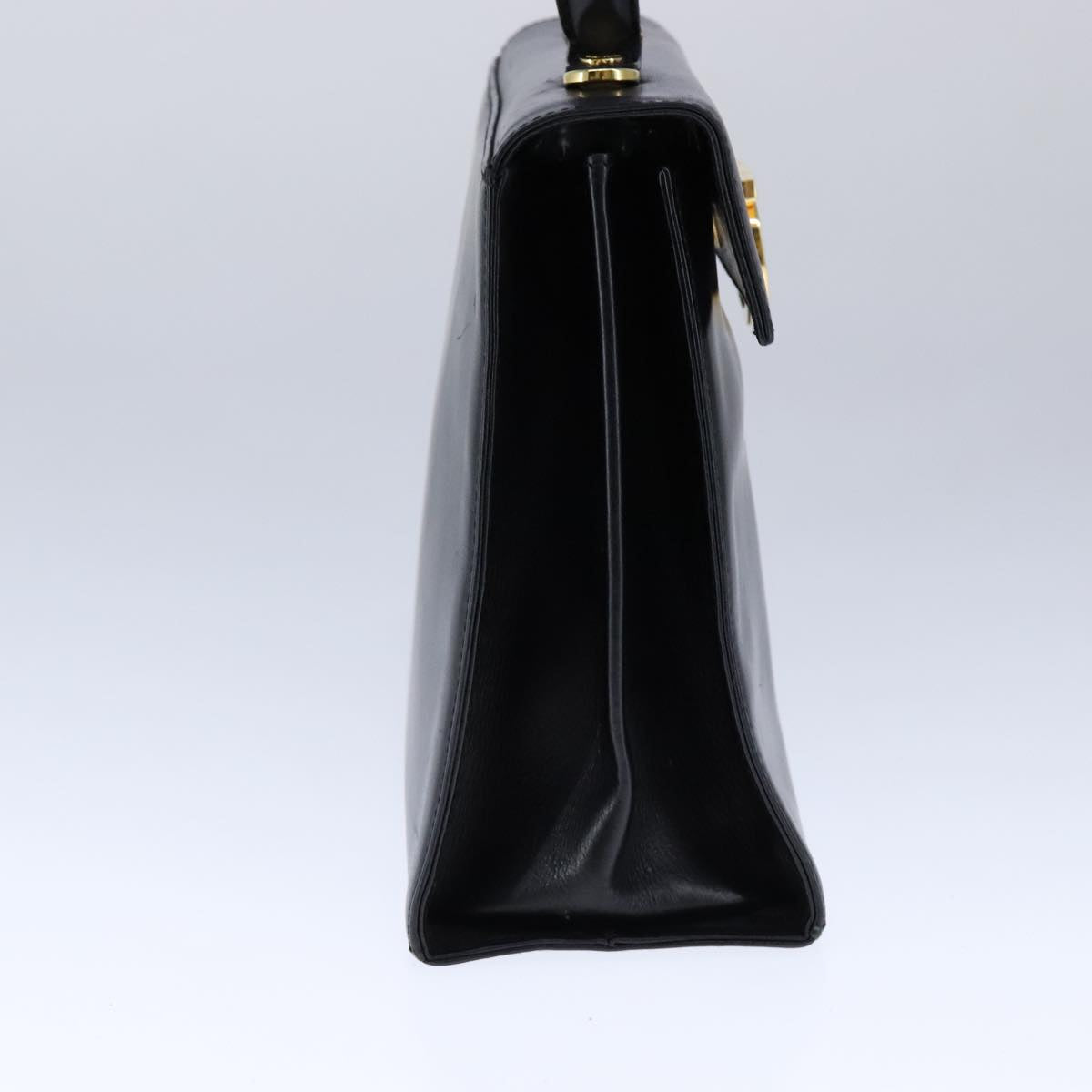 Salvatore Ferragamo Gancini Hand Bag Leather 2way Black Gold Auth 109838