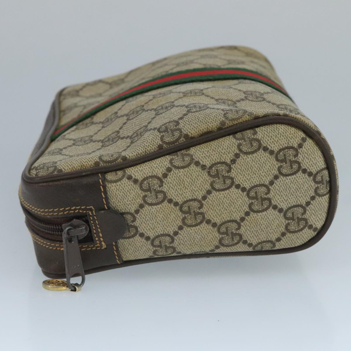 GUCCI GG Supreme Web Sherry Line Clutch Bag PVC Beige 32 014 3553 Auth 109848