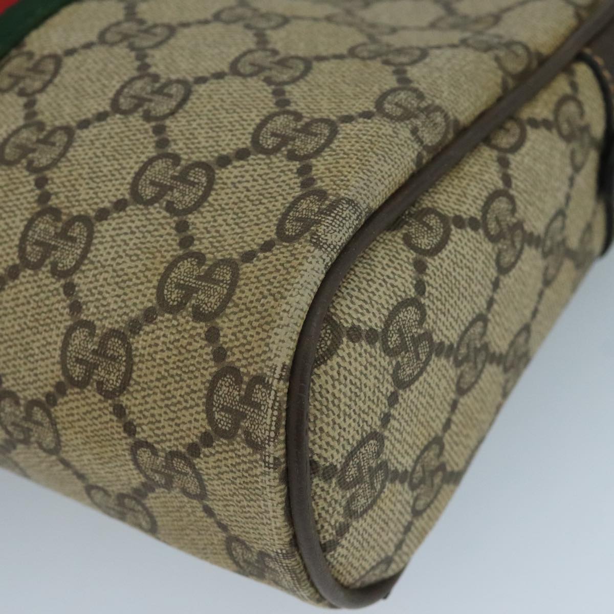 GUCCI GG Supreme Web Sherry Line Clutch Bag PVC Beige 32 014 3553 Auth 109848