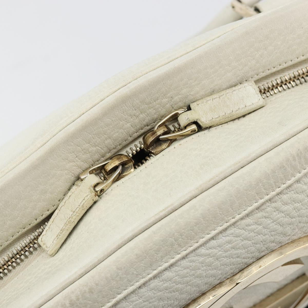 GUCCI Sherry Line Hand Bag Leather White Red Navy Auth 109855