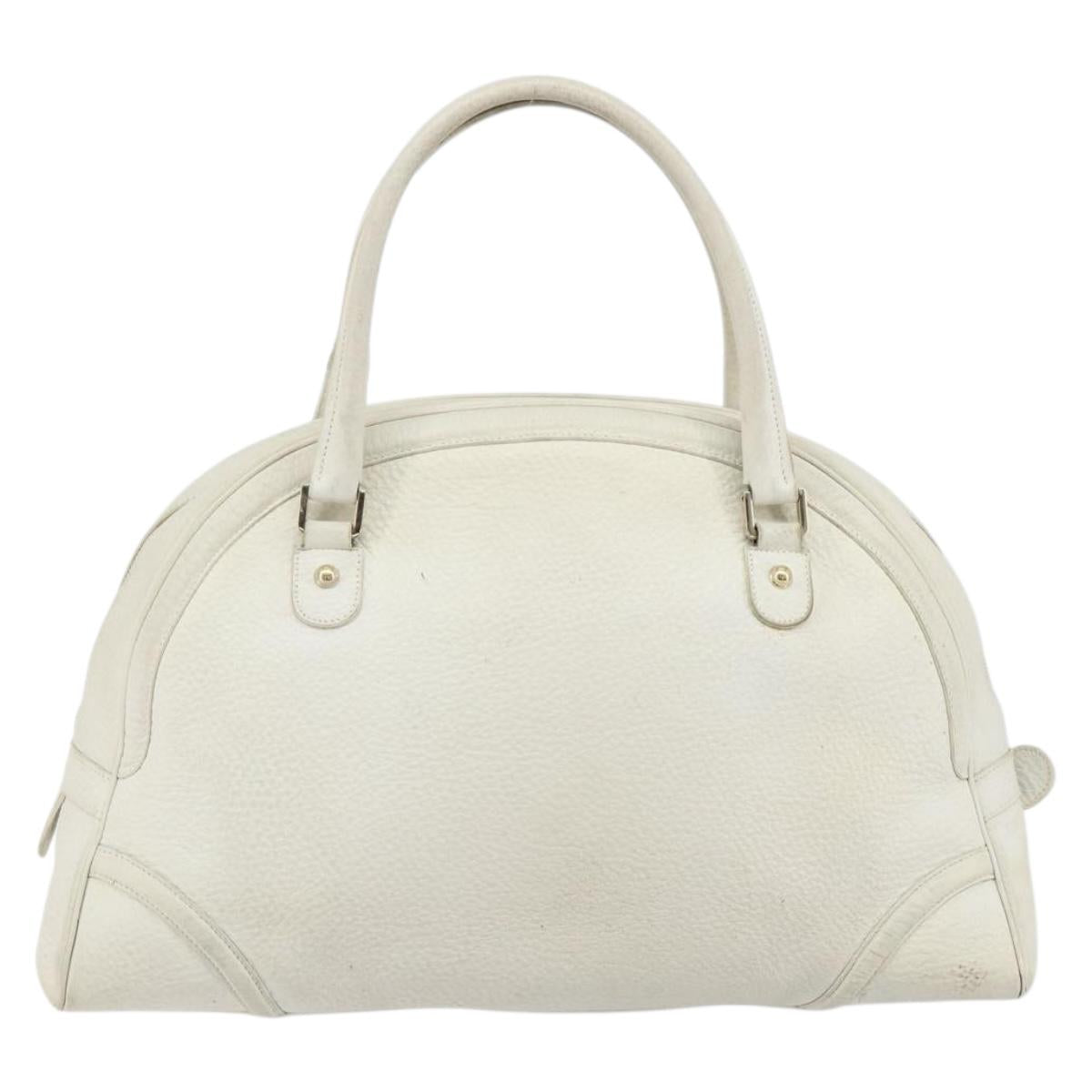 GUCCI Sherry Line Hand Bag Leather White Red Navy Auth 109855