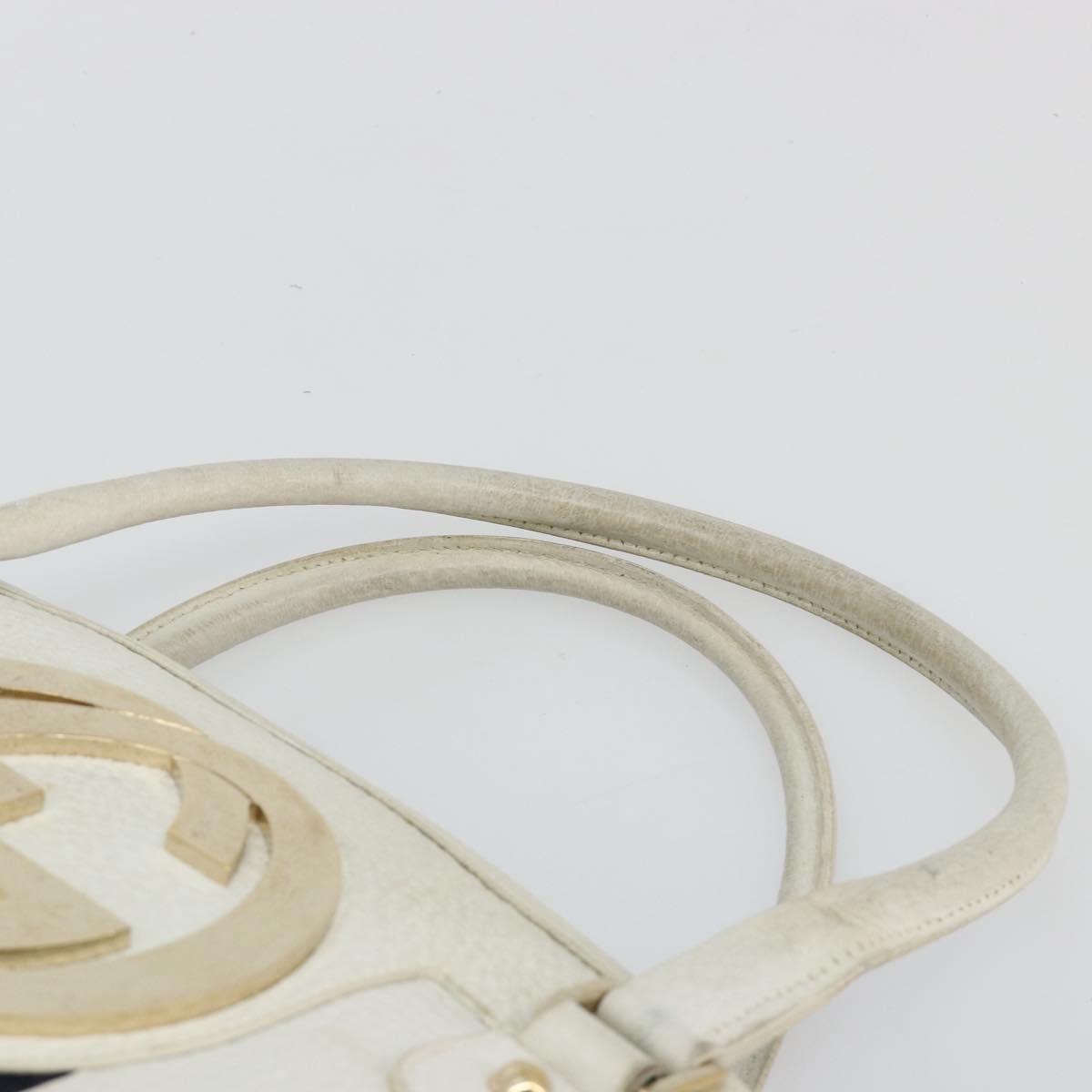 GUCCI Sherry Line Hand Bag Leather White Red Navy Auth 109855
