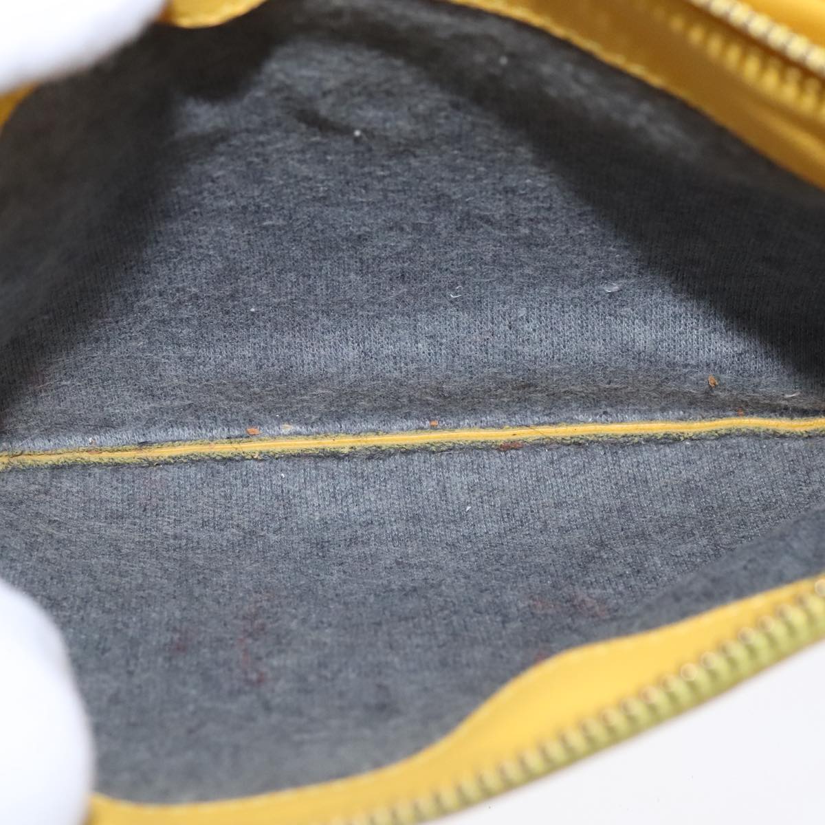 CELINE Trio Shoulder Bag Leather Yellow Gold Auth 109899