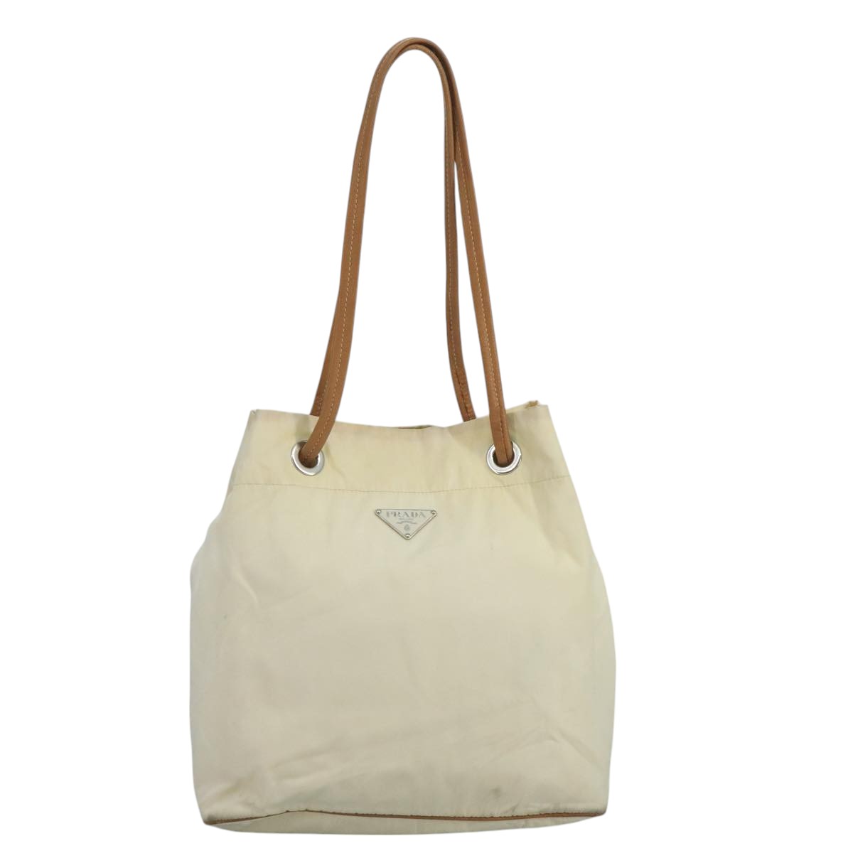 PRADA Shoulder Bag Nylon White Auth 109902