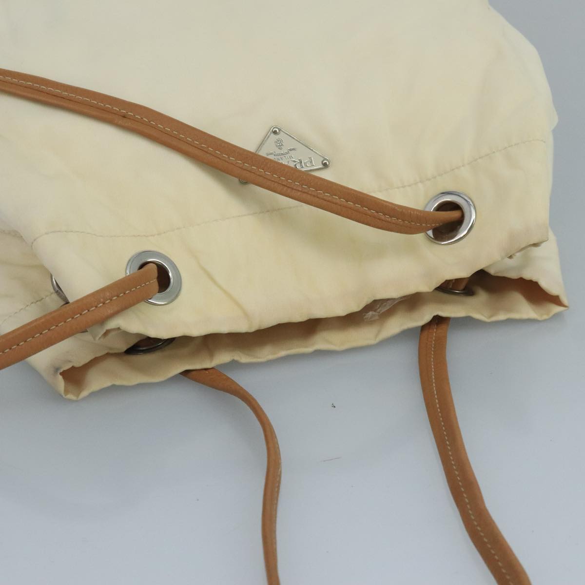 PRADA Shoulder Bag Nylon White Auth 109902
