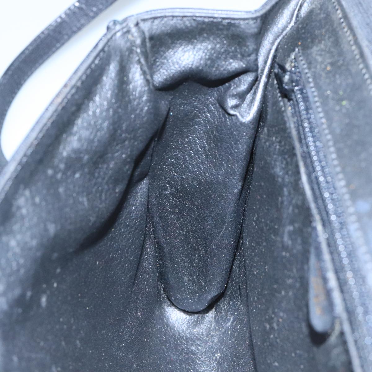 CELINE Shoulder Bag Leather Black Gold Auth 109904