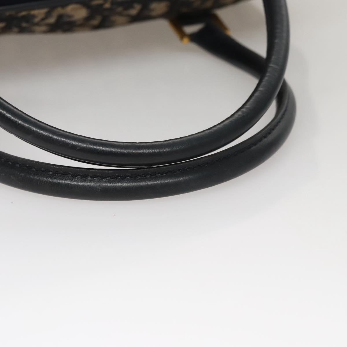 Christian Dior Trotter Canvas Hand Bag Navy Gold Auth 109925