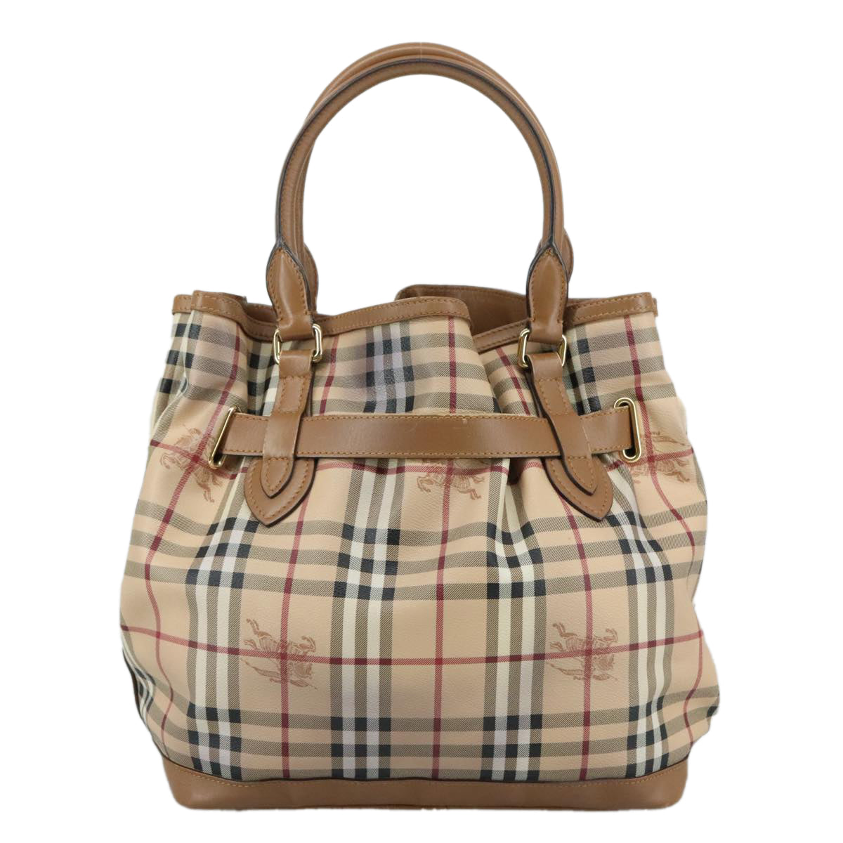 BURBERRY Nova Check Tote Bag PVC Leather 2way Beige Auth 109937