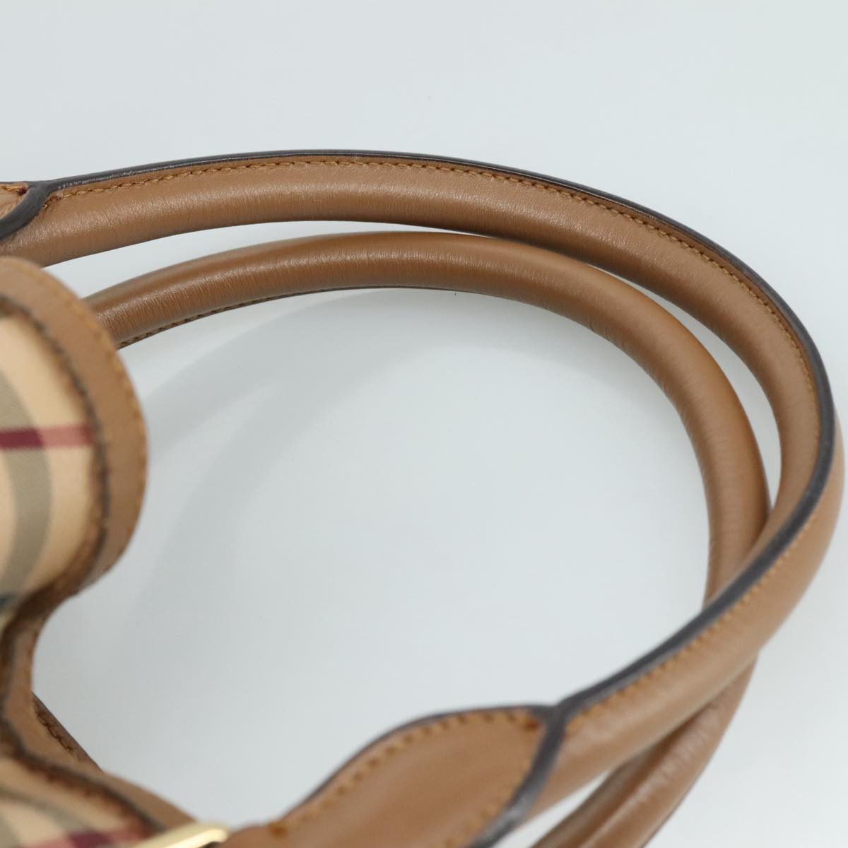 BURBERRY Nova Check Tote Bag PVC Leather 2way Beige Auth 109937