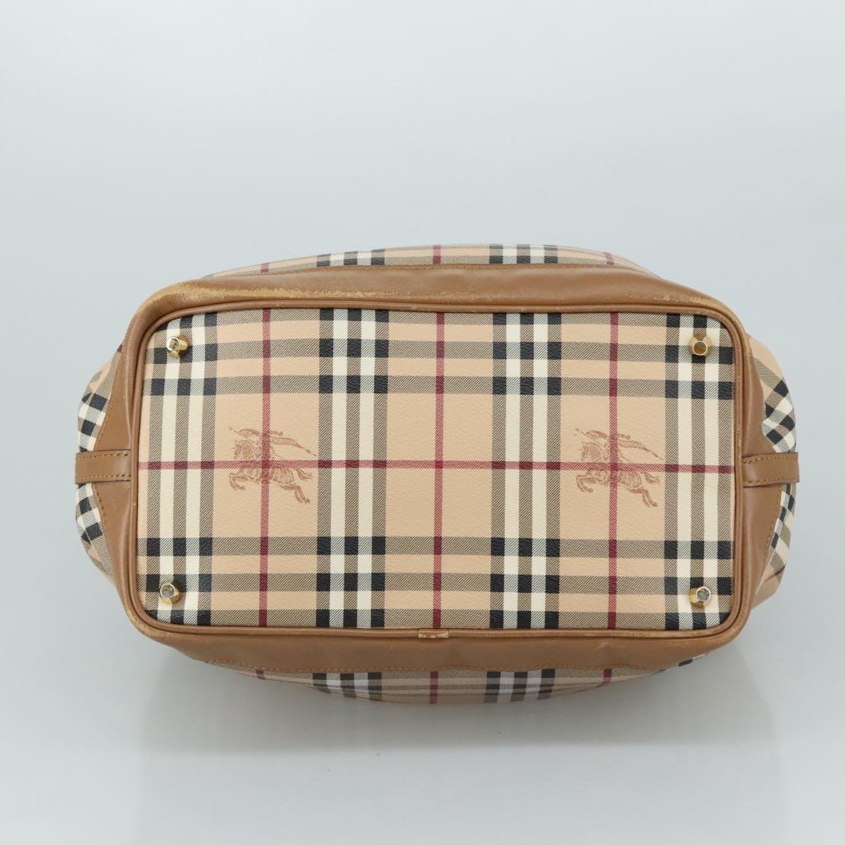 BURBERRY Nova Check Tote Bag PVC Leather 2way Beige Auth 109937