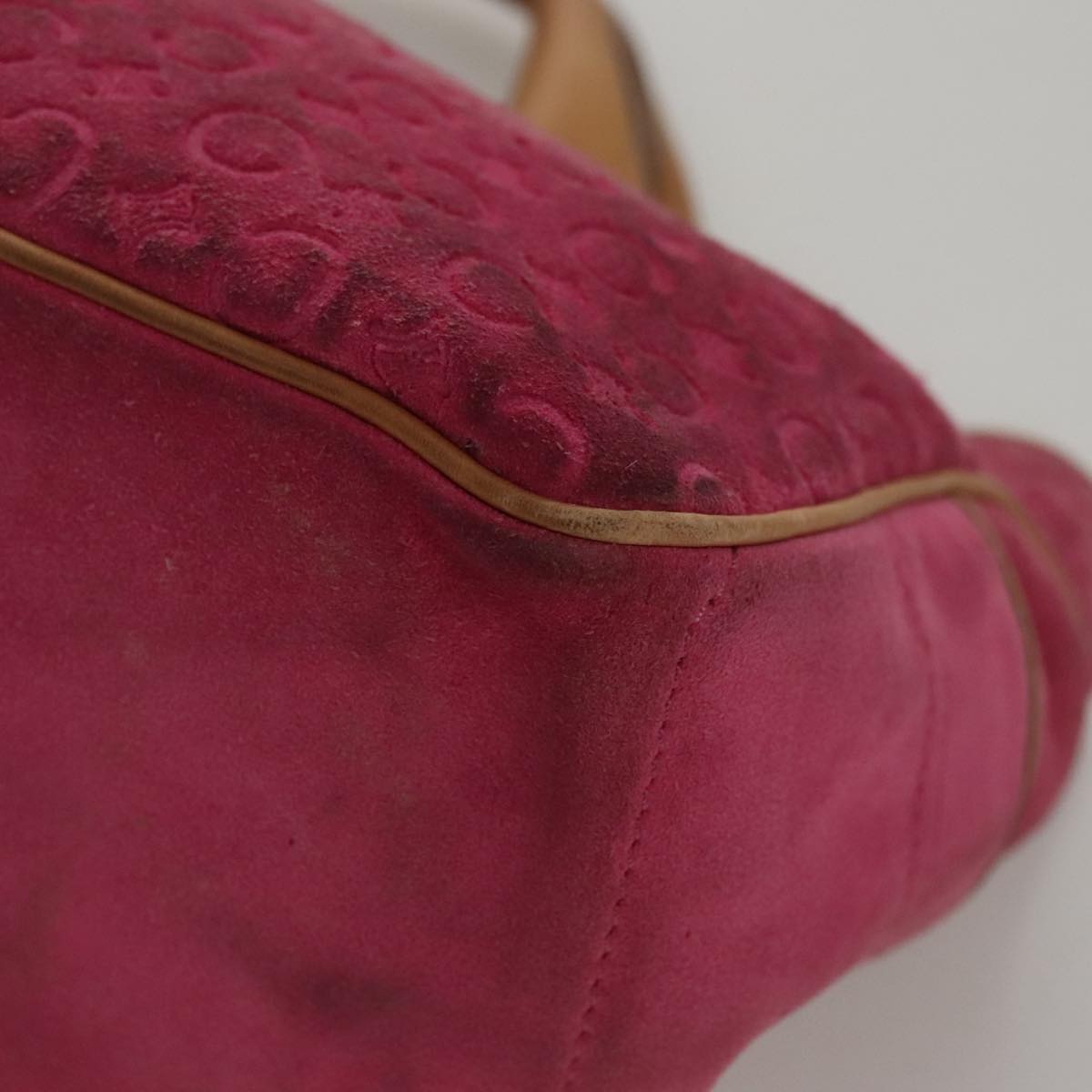 CELINE C Macadam Canvas Boogie bag Hand Bag Pink Auth 109991