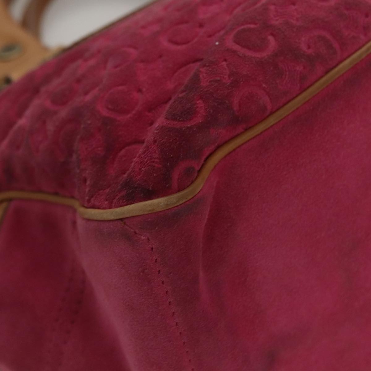 CELINE C Macadam Canvas Boogie bag Hand Bag Pink Auth 109991