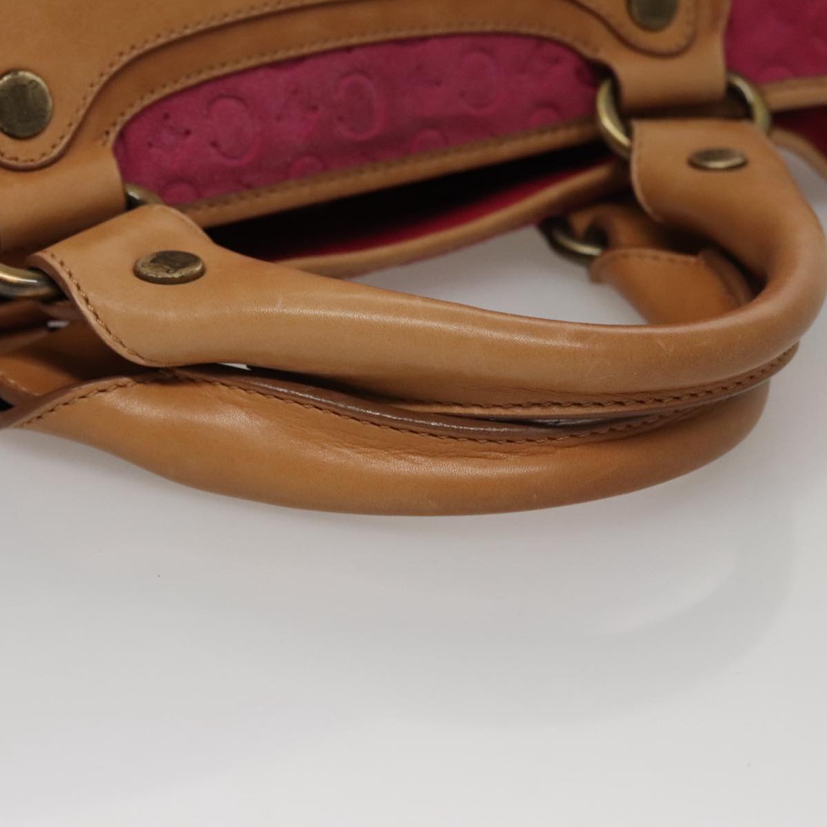 CELINE C Macadam Canvas Boogie bag Hand Bag Pink Auth 109991