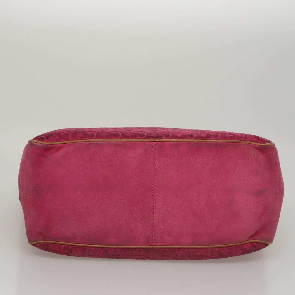 CELINE C Macadam Canvas Boogie bag Hand Bag Pink Auth 109991