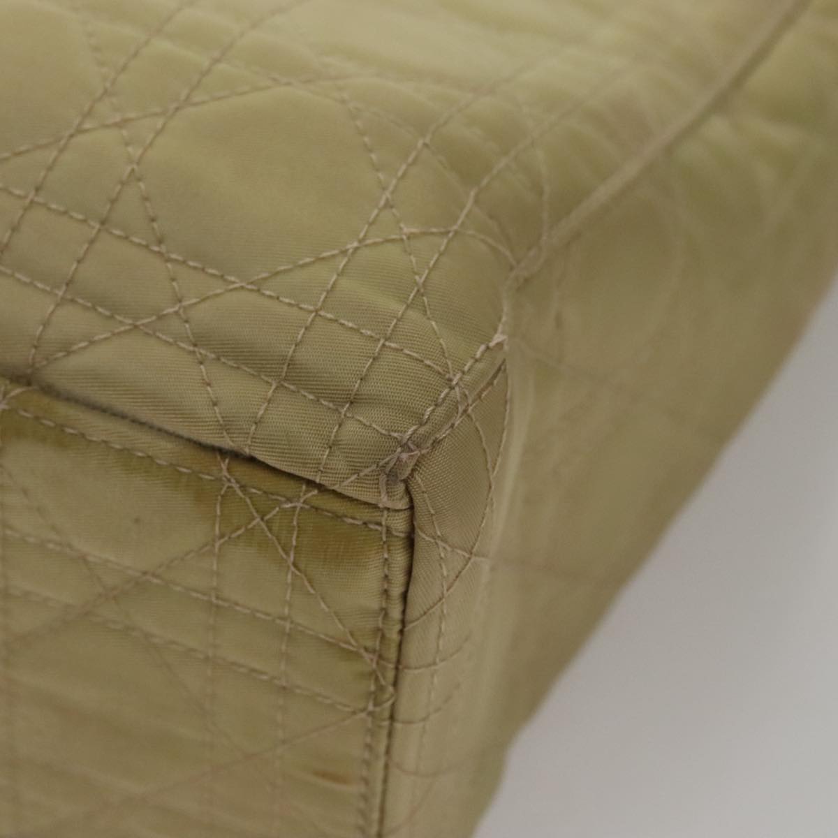 Christian Dior Canage Hand Bag Nylon Beige Silver Auth 109994