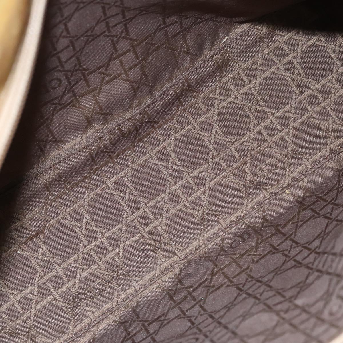 Christian Dior Canage Hand Bag Nylon Beige Silver Auth 109994