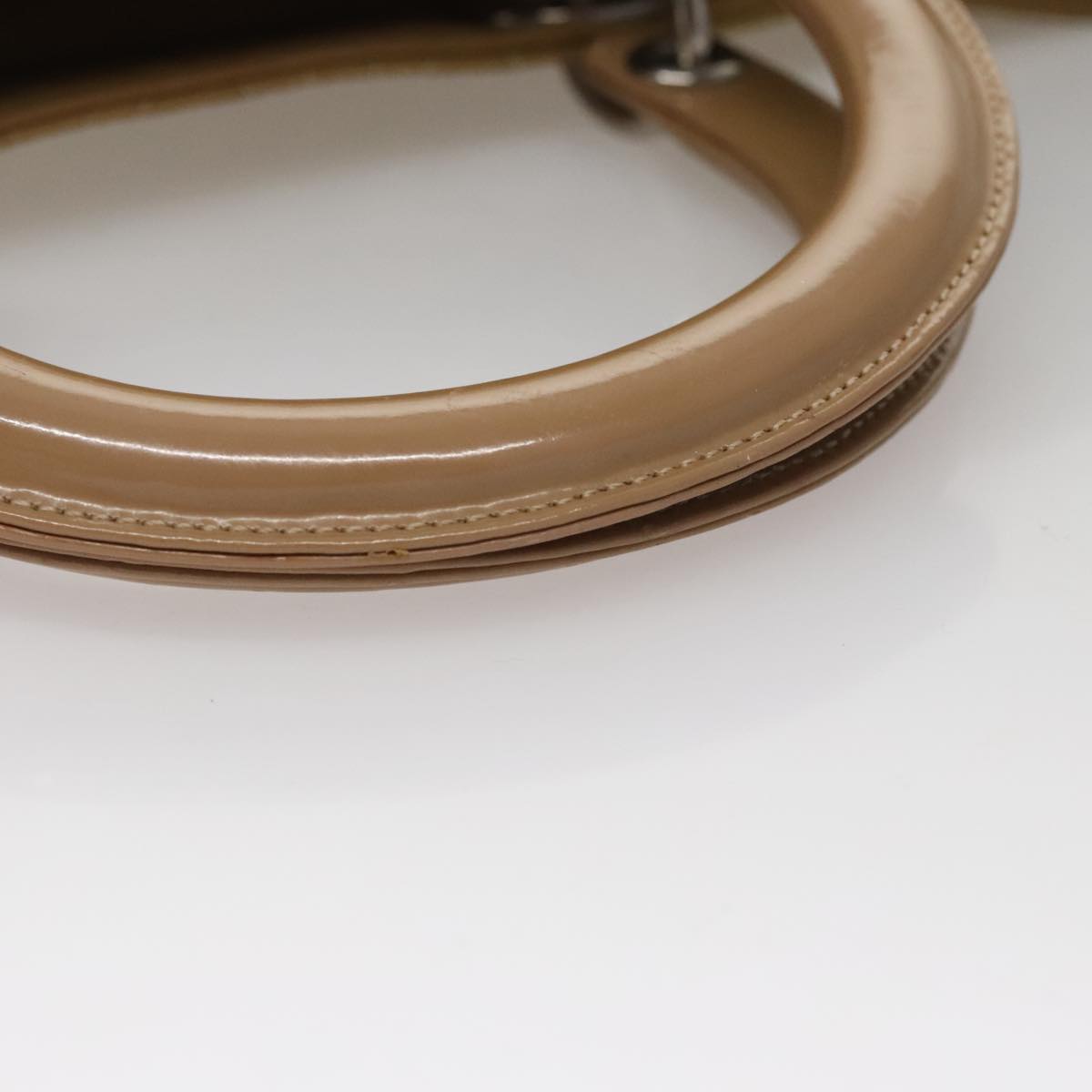 Christian Dior Canage Hand Bag Nylon Beige Silver Auth 109994