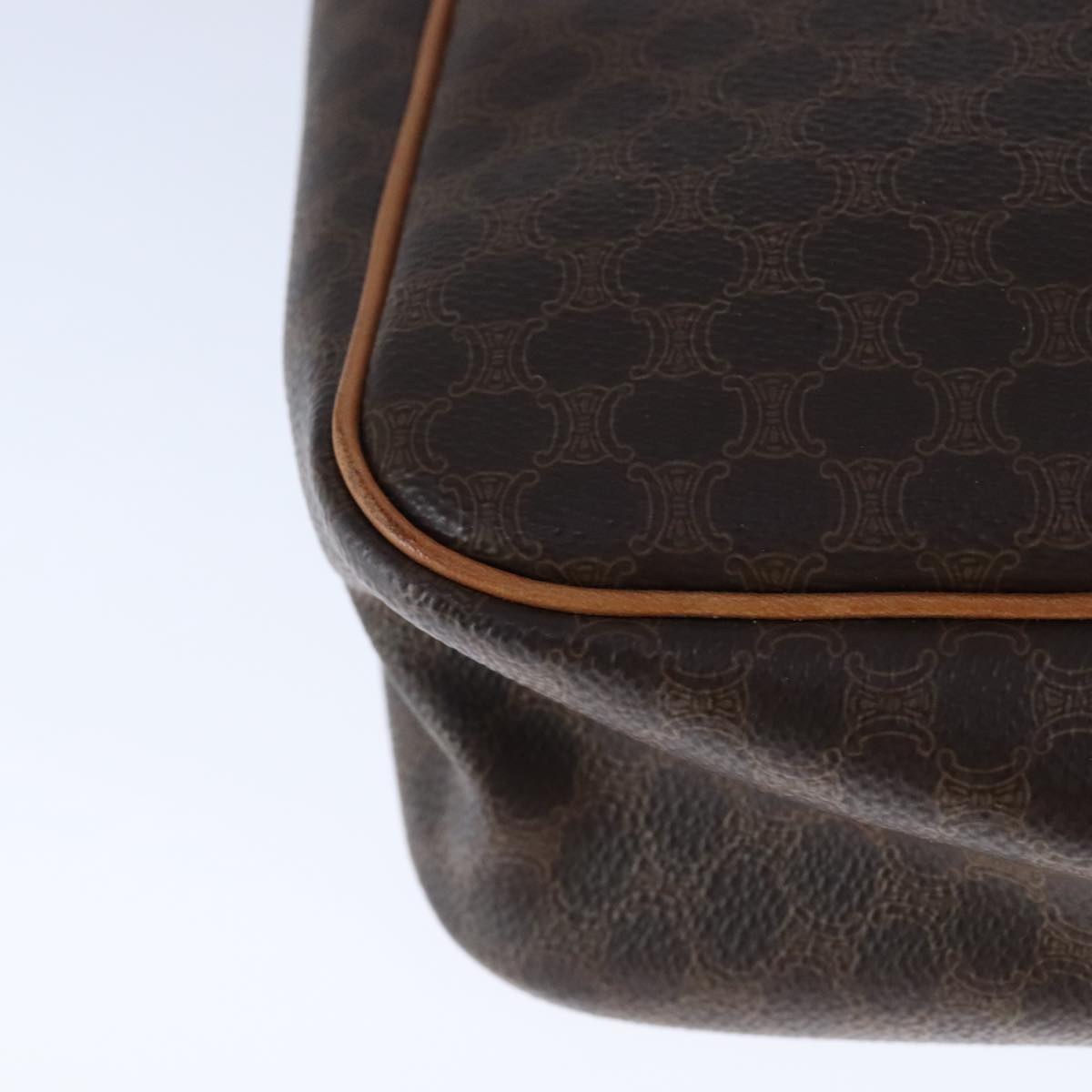 CELINE Macadam Canvas Shoulder Bag PVC Leather Brown Auth 109996