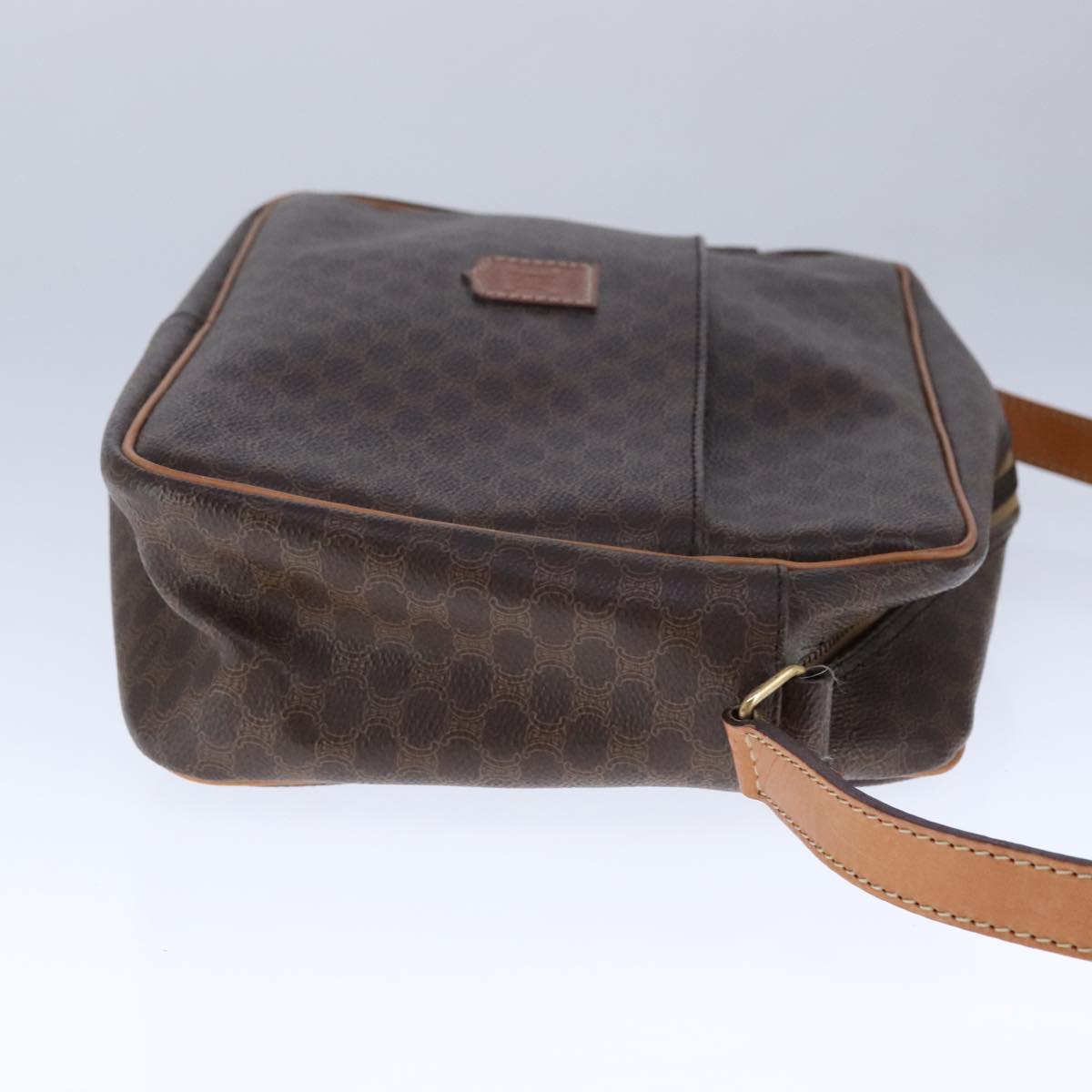 CELINE Macadam Canvas Shoulder Bag PVC Leather Brown Auth 109996